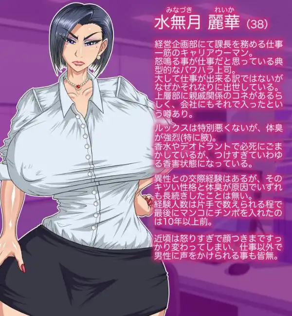 【パワハラ女上司とキモデブ男の格差Ｈ】性格（と体臭）のキツいクソ女上司 画像1