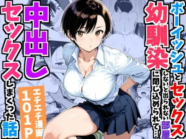 ボーイッシュ幼馴染と「セックスしないと出られない部屋」に閉じ込められて…中出しセックスしまくった話(d_752967)タイトル画像